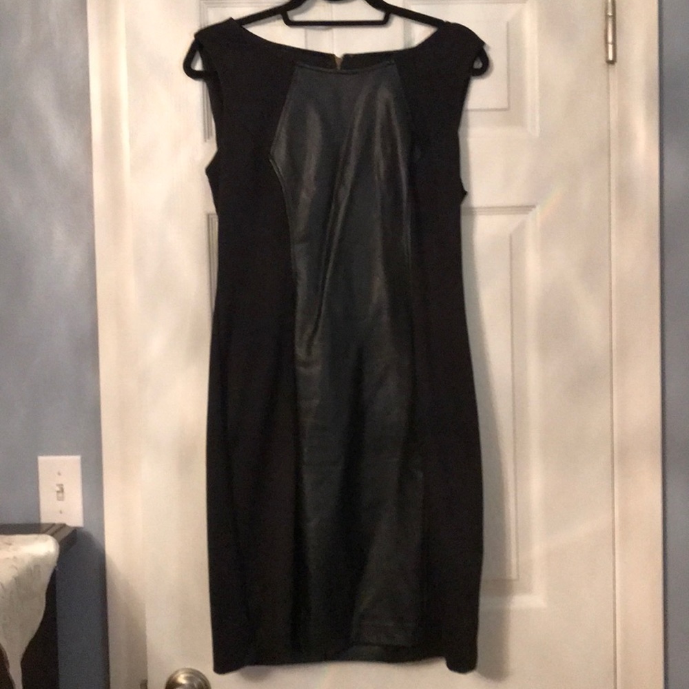 Halter style dress with patent leather